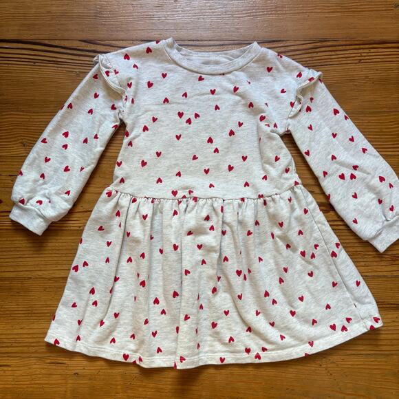 Carter's light gray red hearts valentine long sleeve sweater dress SIZE 5T - Picture 1 of 6